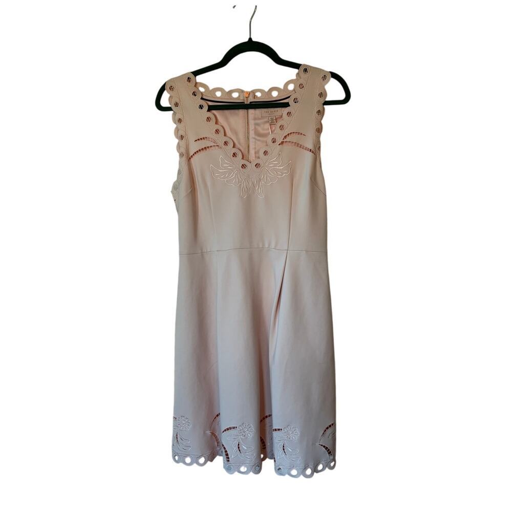 NWT Ted Baker London Emalise Embroidered skater dress 8 3 lace *flaws* - Picture 2 of 14